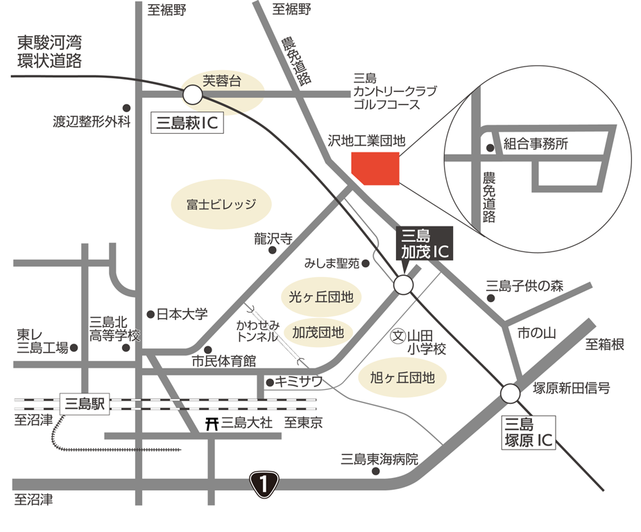 三島駅方面からのアクセスマップ